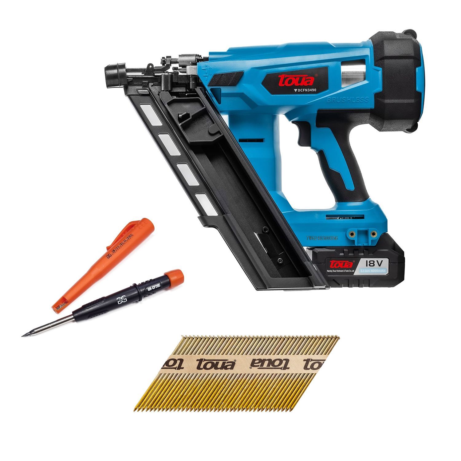 АКЦИЯ! НАБОР! Аккумуляторный гвоздезабивной пистолет Toua DCFN3490