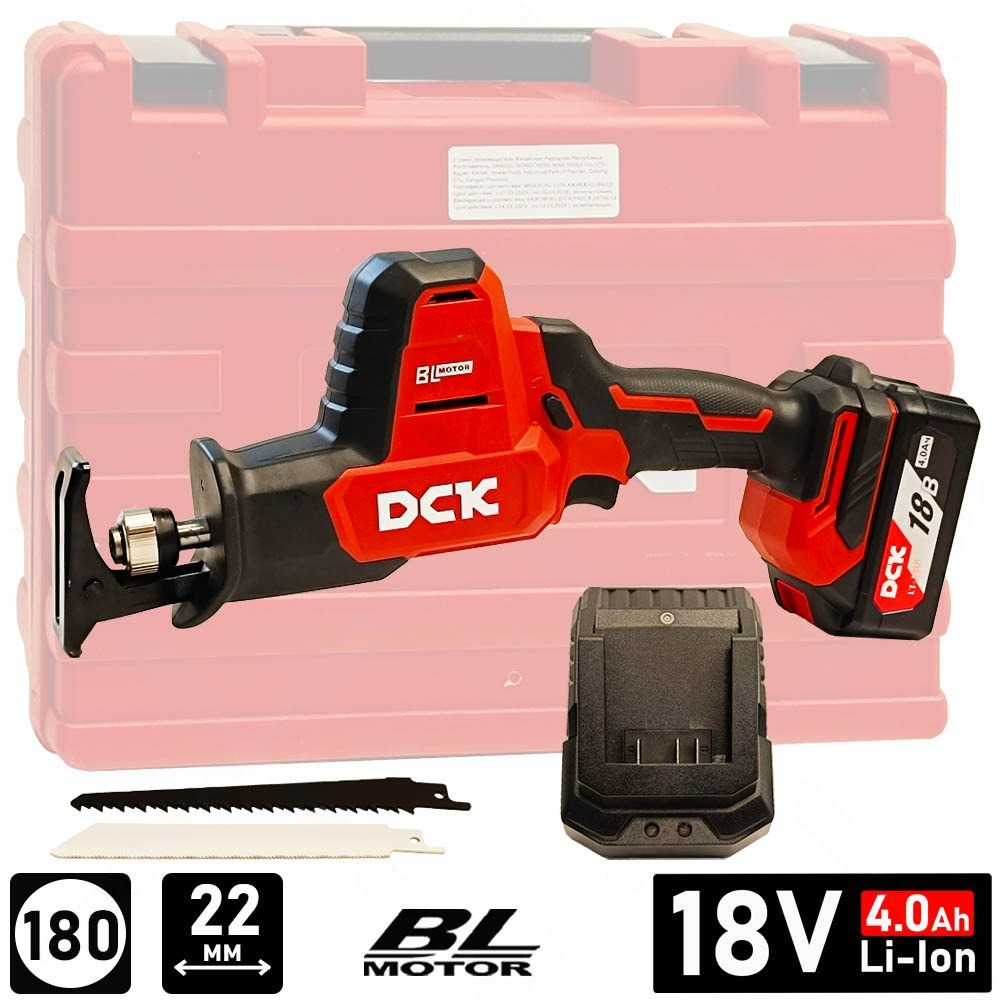 Пила сабельная аккумуляторная DCK,18 В, 1×4 А/ч, ЗУ